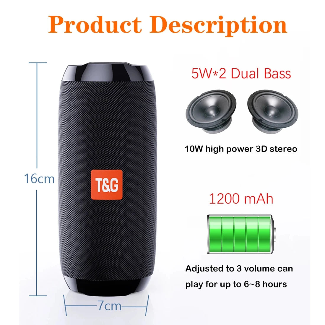 Portable Wireless Bluetooth Speaker Blutooth Music Sound Box for Caixa De Som Blootooth Subwoofer Radio FM Handfree Bass System