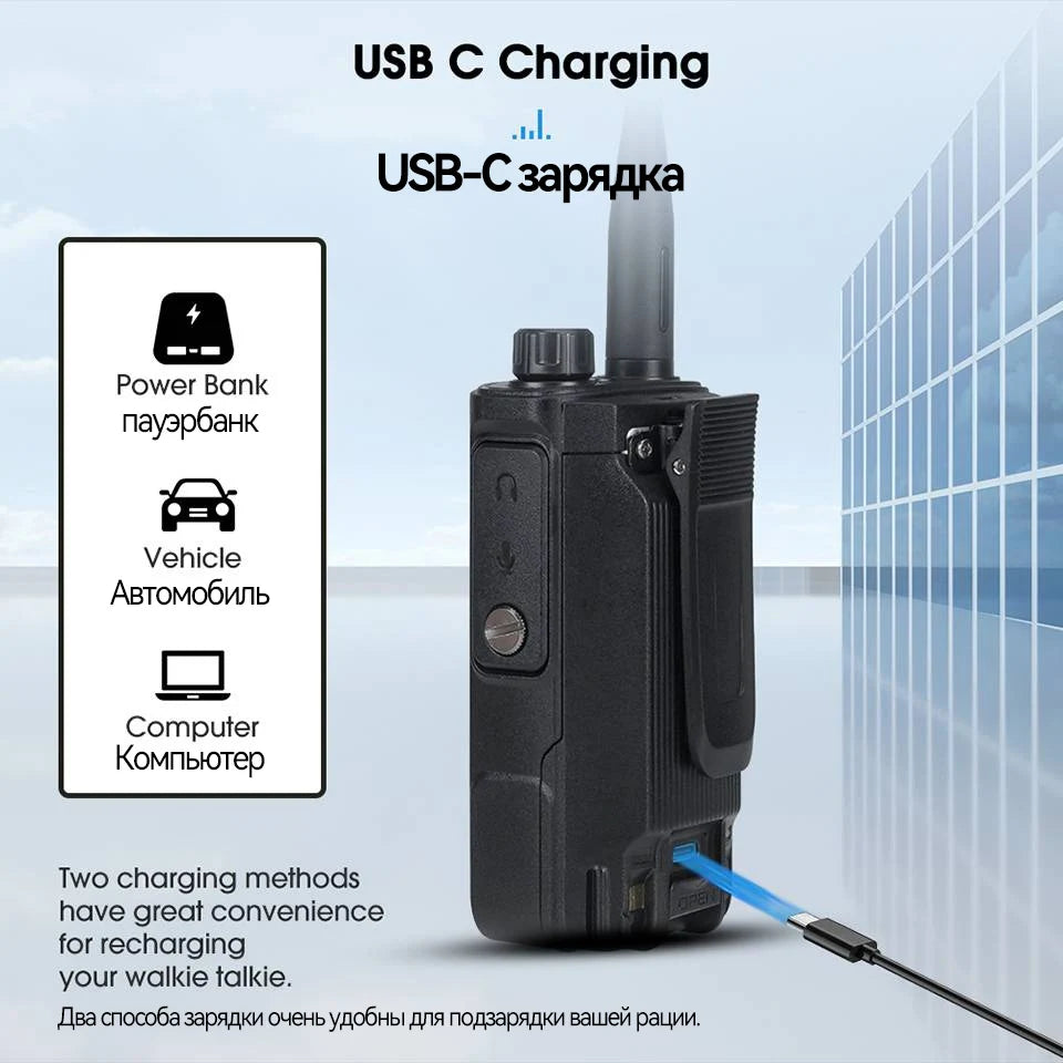 RA89 Walkie Talkie IP68 Usb-C Long Range Walkie Talkies FM VHF Ham Radio for Camping Hunting Emergency Rescue