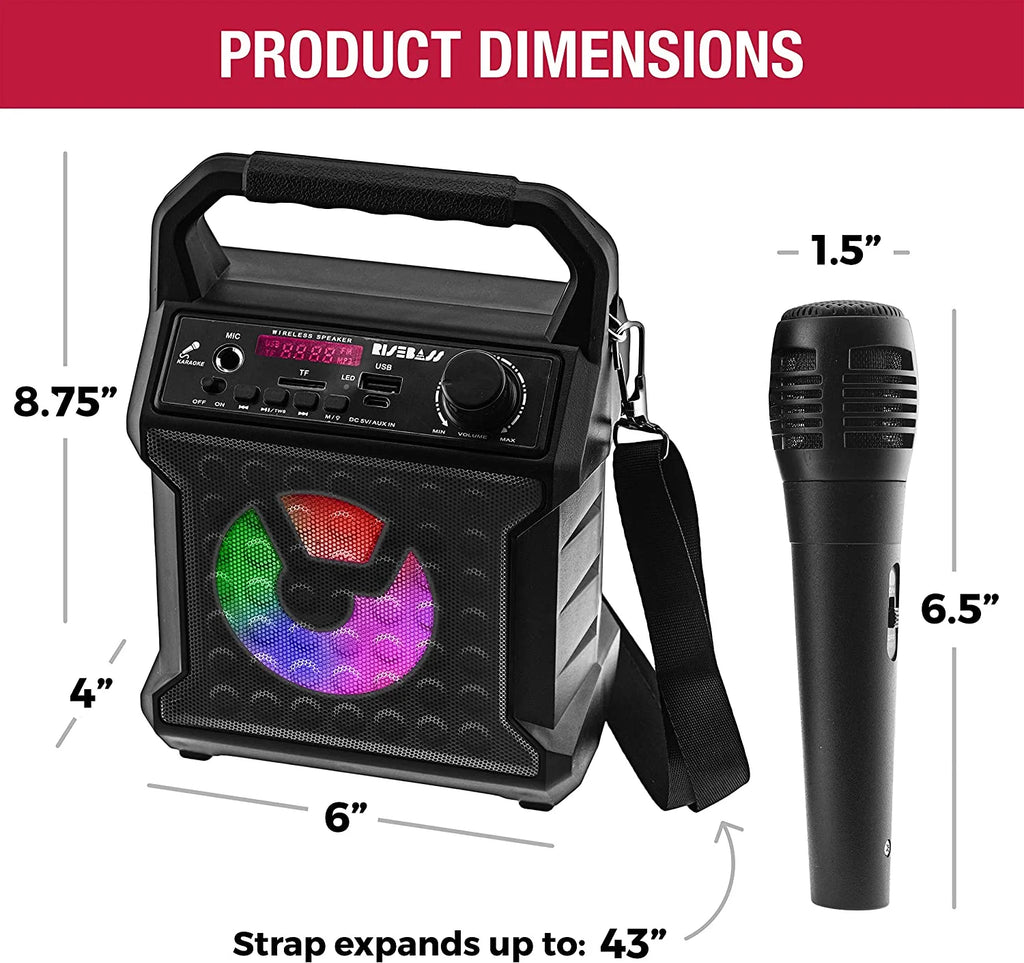 RISEBASS Karaoke Machine for Kids & Adults Singing Machine Speaker with Microphone, Black