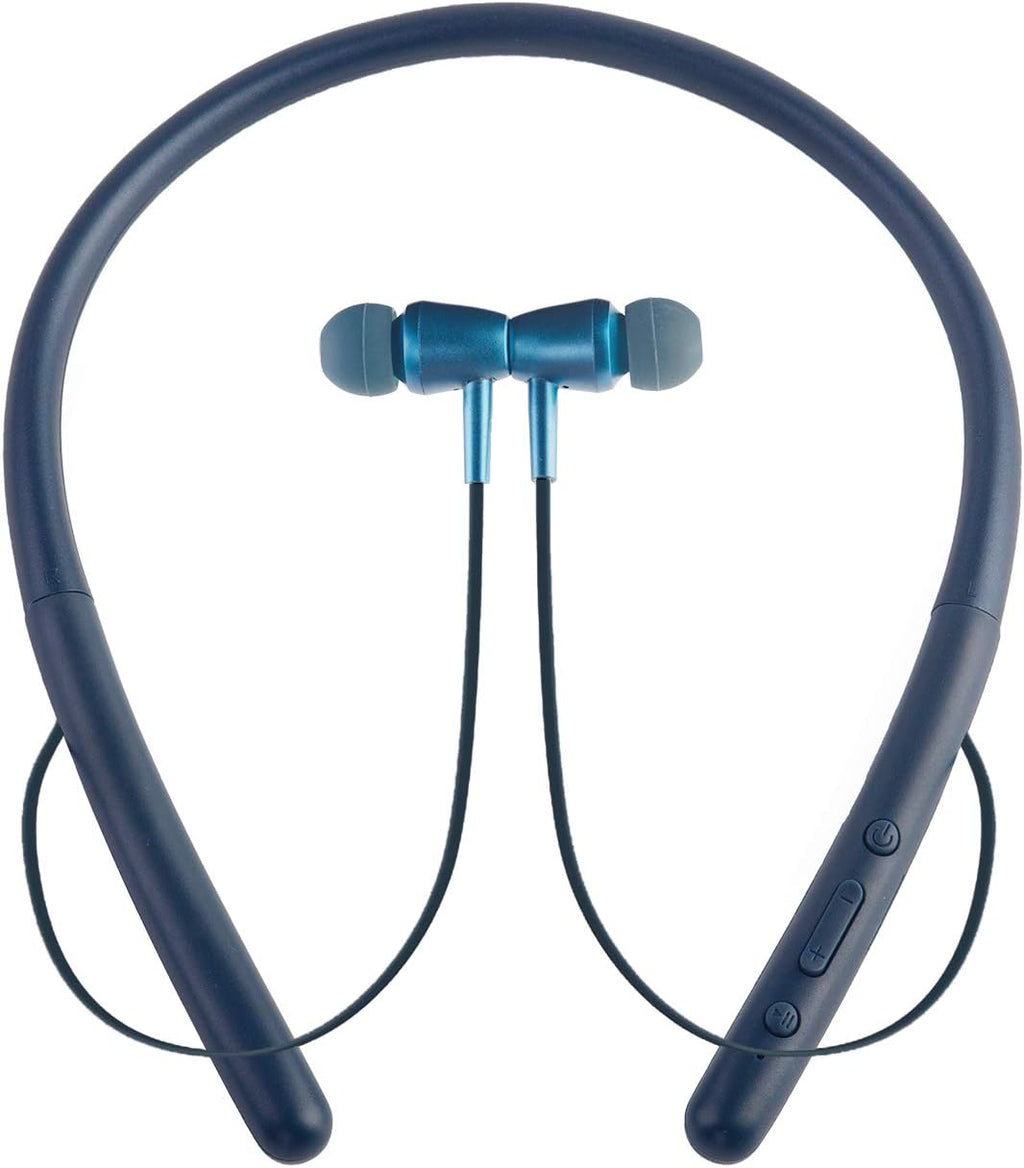 Bluetooth Headphones Wireless Neckband Bluetooth 5.0 Headset with 20 H Playtime, 10 Mm Drivers, Magnetic Earbuds, Crystal-Clear Voice and Noise Cancelling Mic, Sweatproof and Lightweight (Blue)