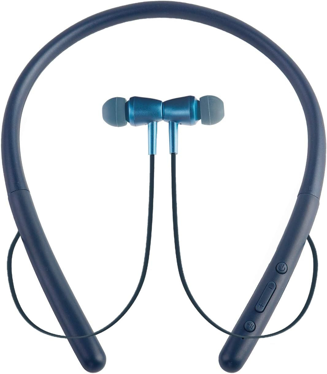 Bluetooth Headphones Wireless Neckband Bluetooth 5.0 Headset with 20 H Playtime, 10 Mm Drivers, Magnetic Earbuds, Crystal-Clear Voice and Noise Cancelling Mic, Sweatproof and Lightweight (Blue)