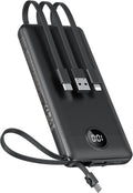 10000Mah Portable Charger with 4 Built-In Cables