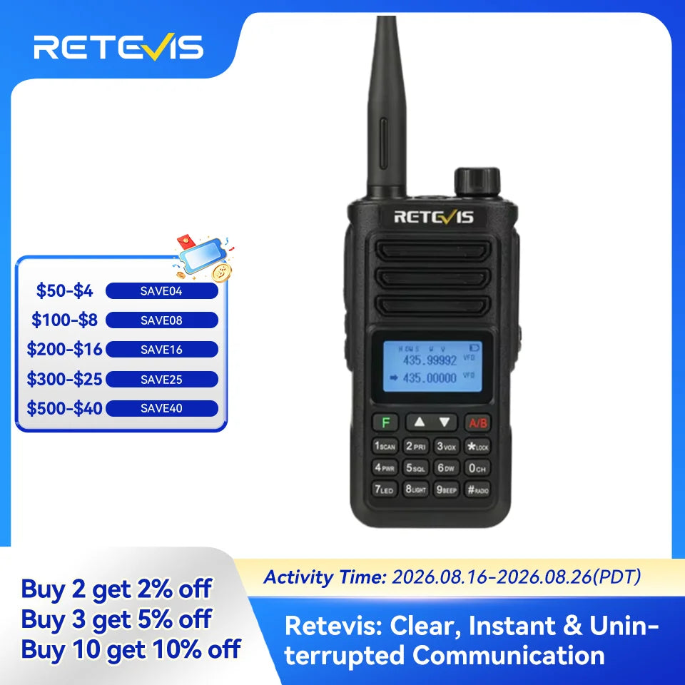 RA89 Walkie Talkie IP68 Usb-C Long Range Walkie Talkies FM VHF Ham Radio for Camping Hunting Emergency Rescue