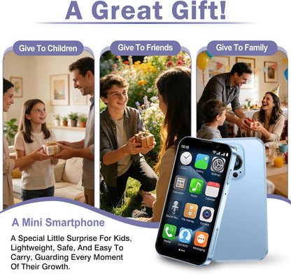 Compact and Versatile Mini Smartphone with 3-Inch HD Touch Screen, Dual SIM, and Face ID – Perfect for Students and Kids (2GB RAM + 16GB Storage) in Blue