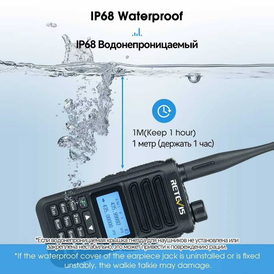 RA89 Walkie Talkie IP68 Usb-C Long Range Walkie Talkies FM VHF Ham Radio for Camping Hunting Emergency Rescue